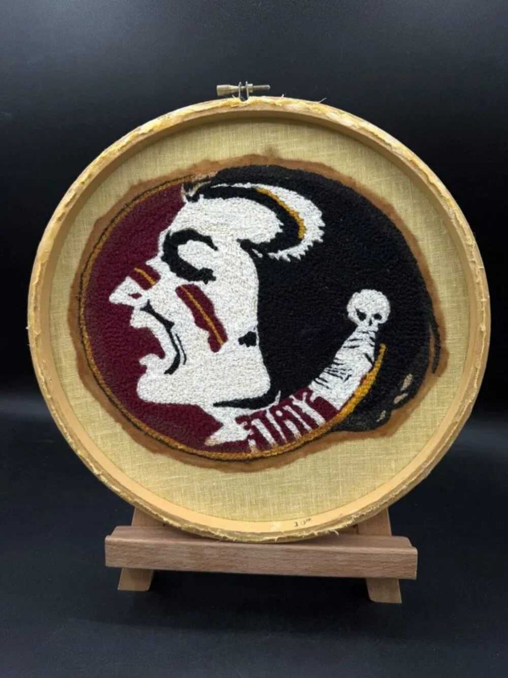 Cross Stitch Florida State Seminoles 10” Round Red Black White College